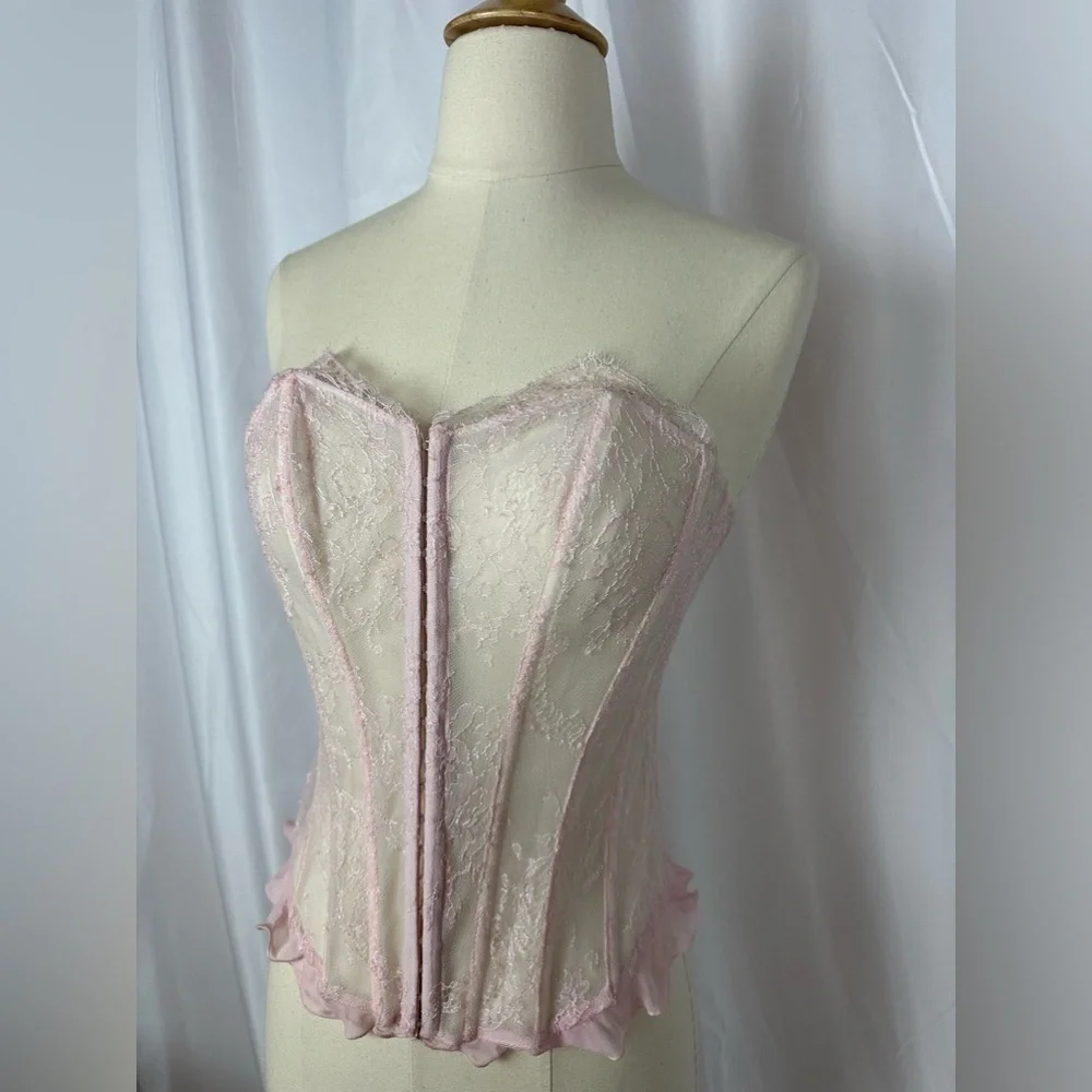 NWT Vintage Janet Reger Pink Lace Basque Sz  34 - Picture 2 of 6